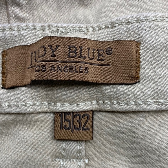 Judy Blue Women's JB88638‎ Khaki Wide Leg Crop Jeans Raw Hem Garment Dyed 15/32 - Picture 7 of 11
